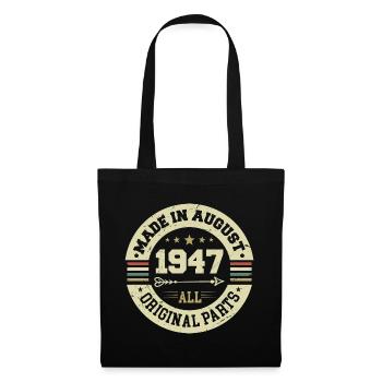 Août 1947 Cadeau d’anniversaire Août 1947 Août - Sac en tissu - noir - Devant