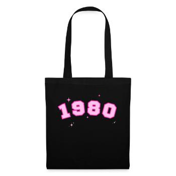 1980 rose étoile - Sac en tissu - noir - Devant