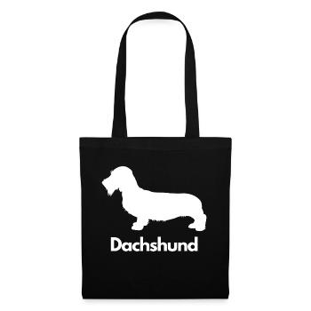 Dachshund, Dackel, Teckel, Rauhaardackel - Stoffbeutel - Schwarz - Vorne