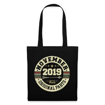Vintage November 2019 - Geburtstag November 2019 - Stoffbeutel - Schwarz - Vorne