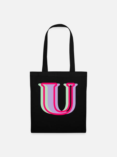 Mehrfarbiger Buchstabe u - Stoffbeutel - Schwarz