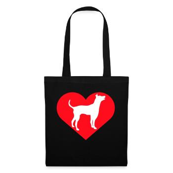 Großer Hund Herz Liebe Symbol Silhouette Umriss - Stoffbeutel - Schwarz - Vorne