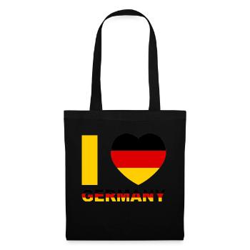 Ich liebe Deutschland Flagge Herz - Stoffbeutel - Schwarz - Vorne