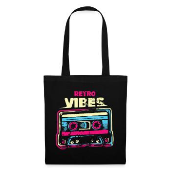 retro vibes cassette vintage tape Farbenmix used - Tote Bag - black - Front