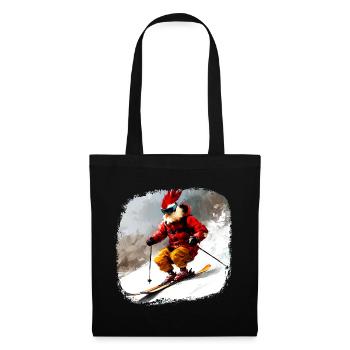 Poulets Ski / Poulet Skieur - Sac en tissu - noir - Devant