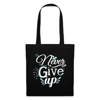Never Give Up 💎 Stylish & Motivational Spruch - Stoffbeutel - Schwarz - Vorne
