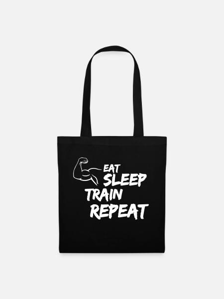 eat sleep train repeat - Stoffbeutel - Schwarz