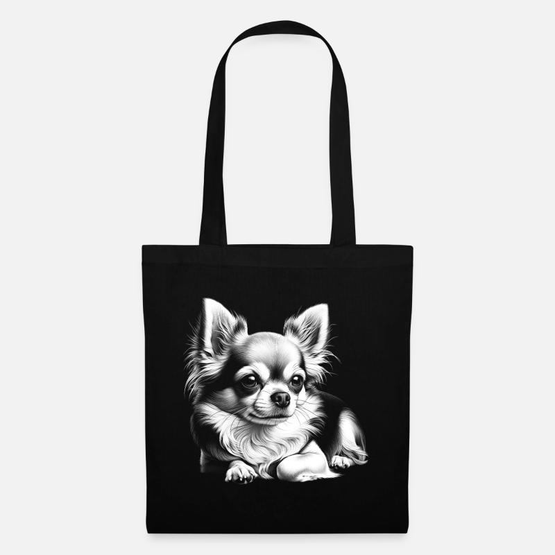Chihuahua mignon dans la pose allongée - Sac en tissu - noir