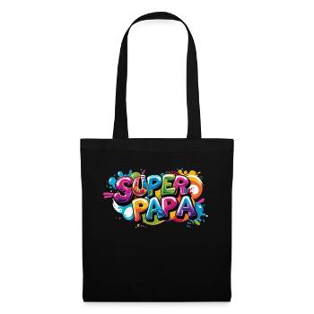 Cooles Superpapa Shirt im Graffiti Style für Väter - Stoffbeutel - Schwarz - Vorne