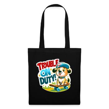 Funny dog skateboard colorful action party design - Tote Bag - black - Front