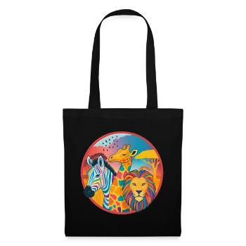 Colorful savannah trio: zebra, giraffe, lion - Tote Bag - black - Front
