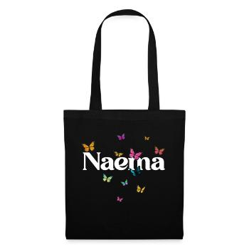 Naema - Beautiful Girl Name with Colorful Butterfly - Tote Bag - black - Front