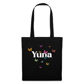 YUNA - Beautiful Girl Name with Butterflies - Tote Bag - black - Front