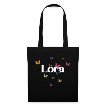 LORA - Beautiful Girl Name with Butterflies - Tote Bag - black - Front