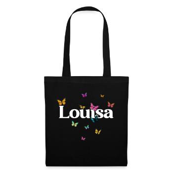 LOUISA - Beau prénom de fille avec des papillons - Sac en tissu - noir - Devant