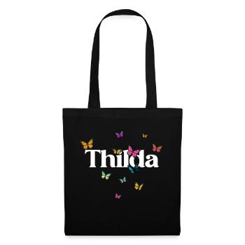 THILDA - Beautiful Girl Name with Butterflies - Tote Bag - black - Front