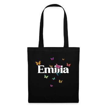 EMILIA - Beau prénom de fille avec des papillons - Sac en tissu - noir - Devant