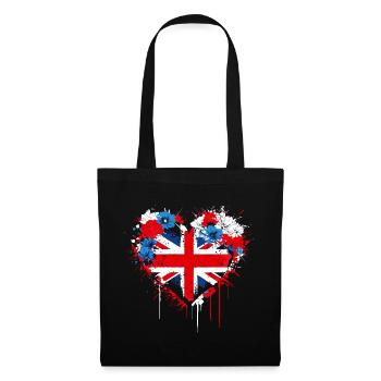 Herz von Union Jack Splash - Stoffbeutel - Schwarz - Vorne