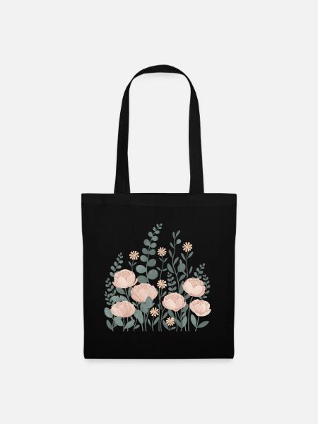 Boho Blumen – Blühende Harmonie - Stoffbeutel - Schwarz