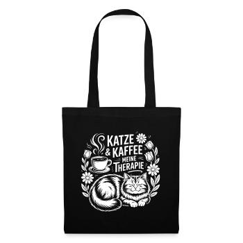 Cat & Coffee My Therapy - Tote Bag - black - Front