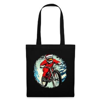 Weihnachten Biker / Mountainbike - Stoffbeutel - Schwarz - Vorne