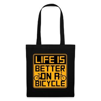 La vie est meilleure à vélo. Cyclisme Sport - Sac en tissu - noir - Devant