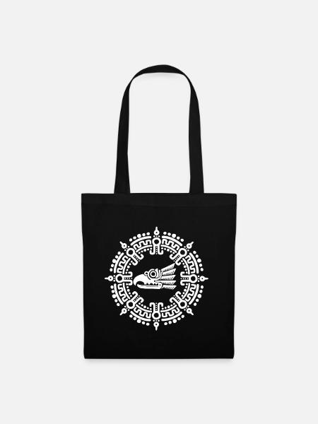 Weißes aztekisches Symbol - Stoffbeutel - Schwarz