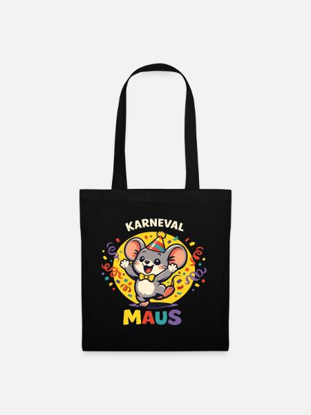 Süße Karneval Maus Damen Fasching Lustig - Stoffbeutel - Schwarz