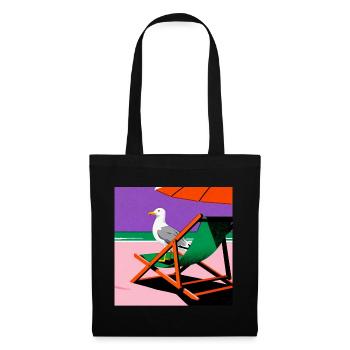 Colorful beach chair and seagull - Tote Bag - black - Front