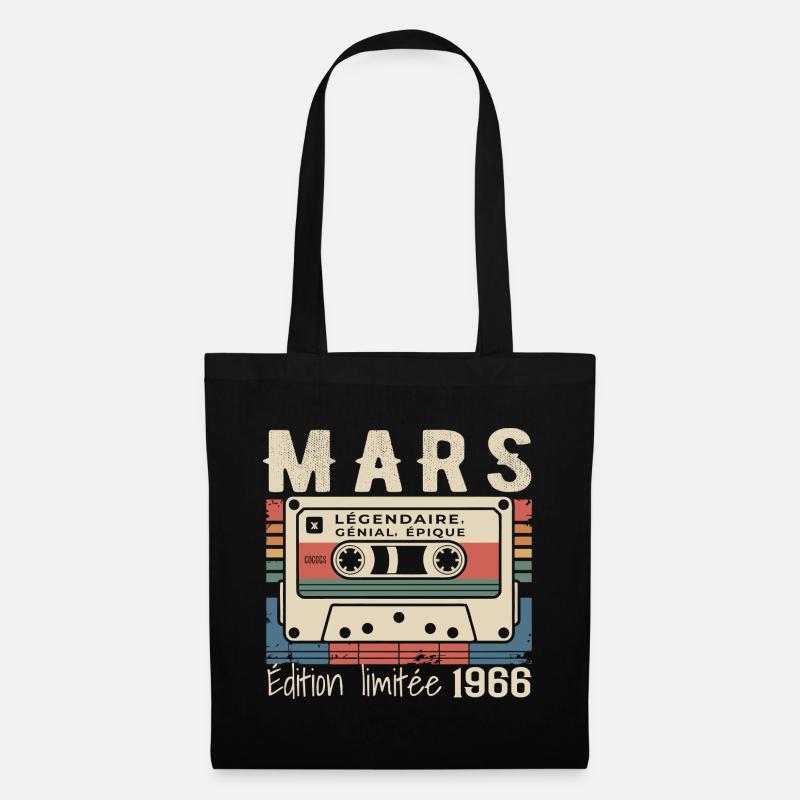 Anniversaire 1966 Mars 1966 né en Mars 1966 - Sac en tissu - noir