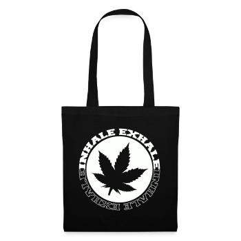 Logo rond de feuilles de cannabis - Sac en tissu - noir - Devant