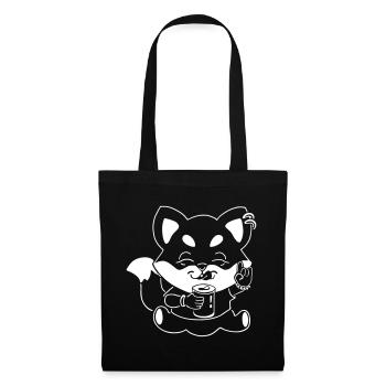 Metal-Fuchs mit Dose - Stoffbeutel - Schwarz - Vorne