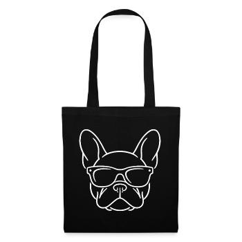 Illustration au trait de bouledogue français Bouledogue amateur - Sac en tissu - noir - Devant