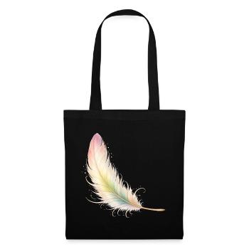 Zarte Feder Pastell Elegant Boho Design - Stoffbeutel - Schwarz - Vorne