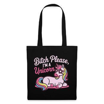 Unicorn Saying Motif B*tch please - Tote Bag - black - Front