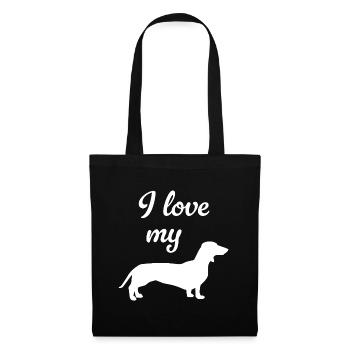 J’adore mon chien teckel, maître éventail, patte de maîtresse - Sac en tissu - noir - Devant