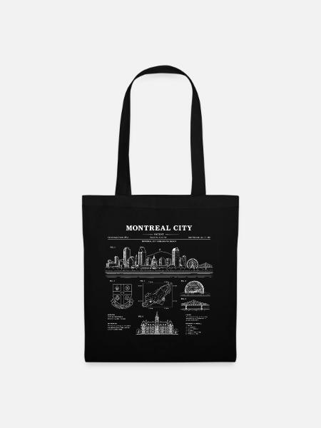 Blaupause der Skyline von Montreal - Stoffbeutel - Schwarz
