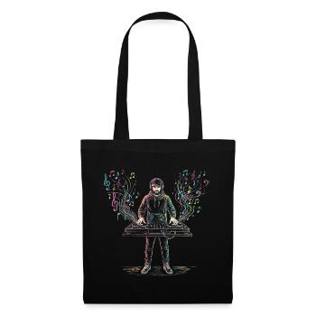 DJ Hommes jouant de la musique, mixeur, dessin d’instruments. - Sac en tissu - noir - Devant