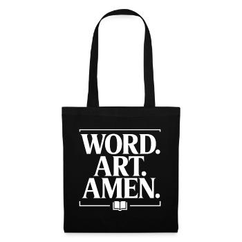 Wortkunst Amen Typografie T-Shirt - Stoffbeutel - Schwarz - Vorne
