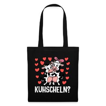 Kuhscheln Kuscheln Süße Kühe Liebe Kuh Paar - Stoffbeutel - Schwarz - Vorne