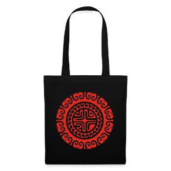Fleur mandala rouge - Sac en tissu - noir - Devant