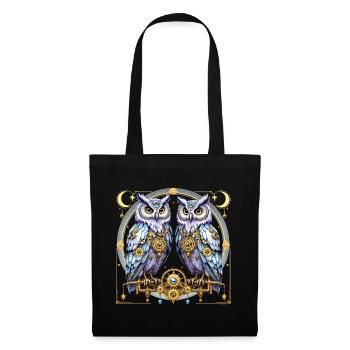 Steampunk Owls Lunar Gear Design. - Stoffbeutel - Schwarz - Vorne