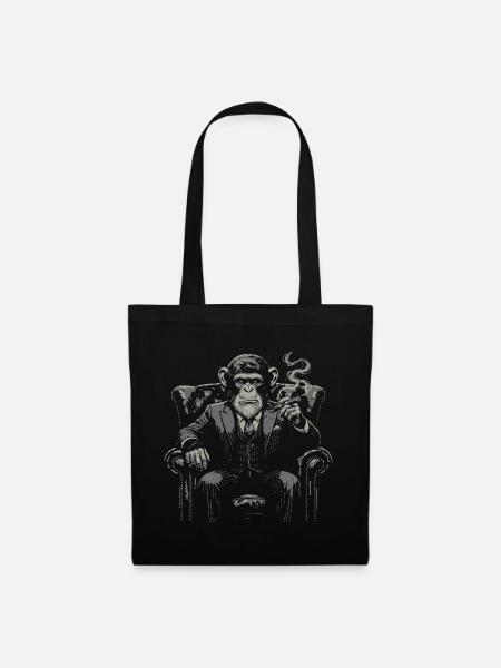 Mafioso Monkey raucht Zigarre - Stoffbeutel - Schwarz