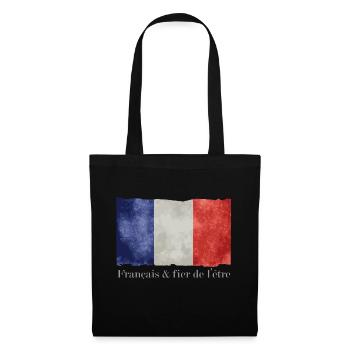 Drapeau France bleu blanc rouge Français fier - Sac en tissu - noir - Devant
