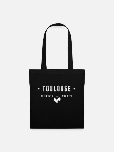 Toulouse Coordonnées Géographiques Stylisées - Sac en tissu - noir