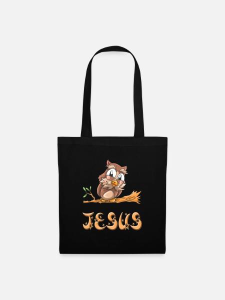 Eule Jesus - Stoffbeutel - Schwarz