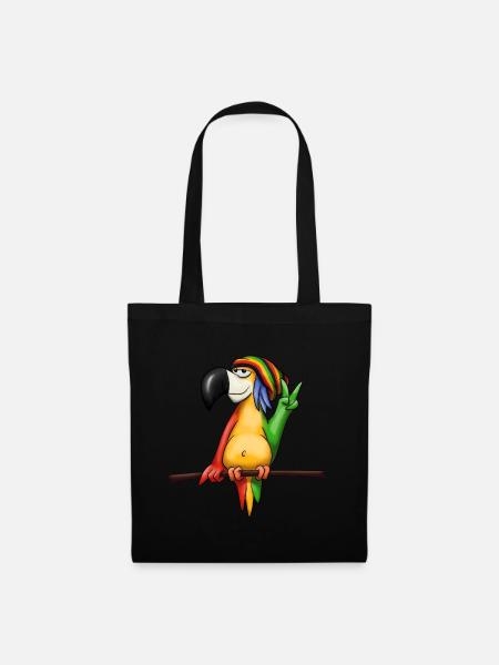 Reggae Papagei cooles lässiges Musik Geschenk - Stoffbeutel - Schwarz