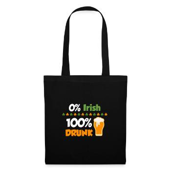 0% Irisch - 100% betrunken; St. Patrick´s Day - Stoffbeutel - Schwarz - Vorne