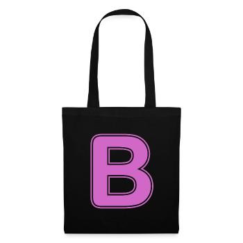 B Buchstabe Alphabet Name Buchstabieren Geschenk - Stoffbeutel - Schwarz - Vorne