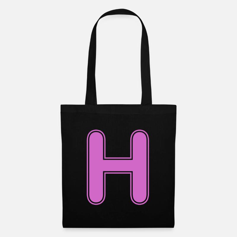 H Buchstabe Alphabet Name Buchstabieren Geschenk - Stoffbeutel - Schwarz